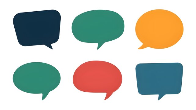 A set of empty flat speech bubble quote icons.