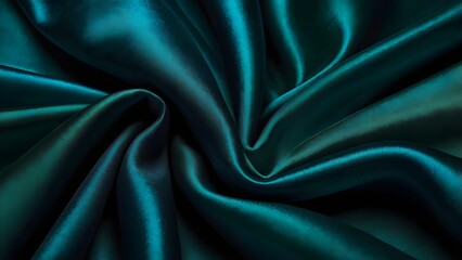 Obraz premium Dark green silk satin texture background, wavy soft folds on the surface of the fabric