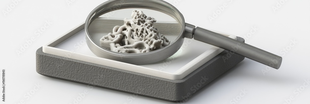Aufkleber a magnifying glass over a textured object on a display platform, suggesting examination or analysis.