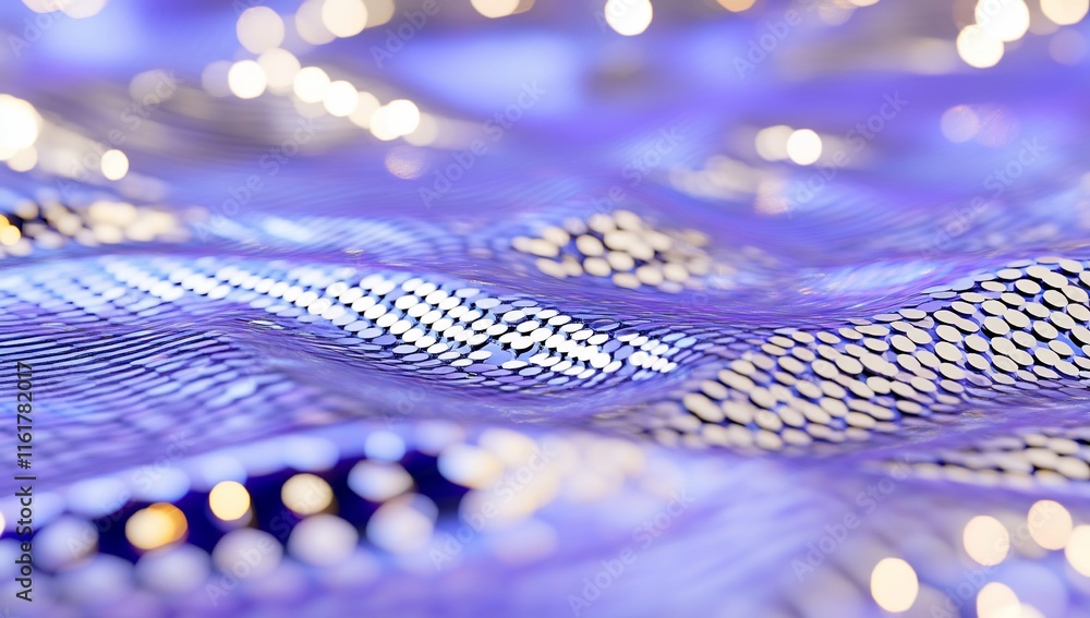 Poster abstract image of flowing fabric with lights creating a wavy texture.