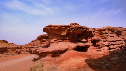 Stunning landscape of the Dreaming Grand Canyon in Western Inner Mongolia showcasing unique rock formations and expansive sky