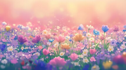 Fototapeta premium Wildflower Landscape with a Natural Backdrop