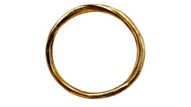 Vintage golden circular photo frame, transparent background