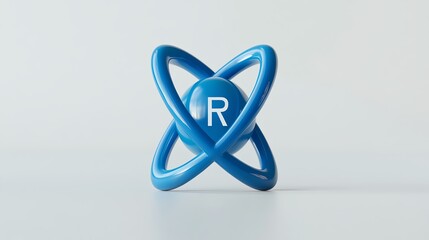 A vibrant blue atom model symbolizing innovation and discovery in science and technology.