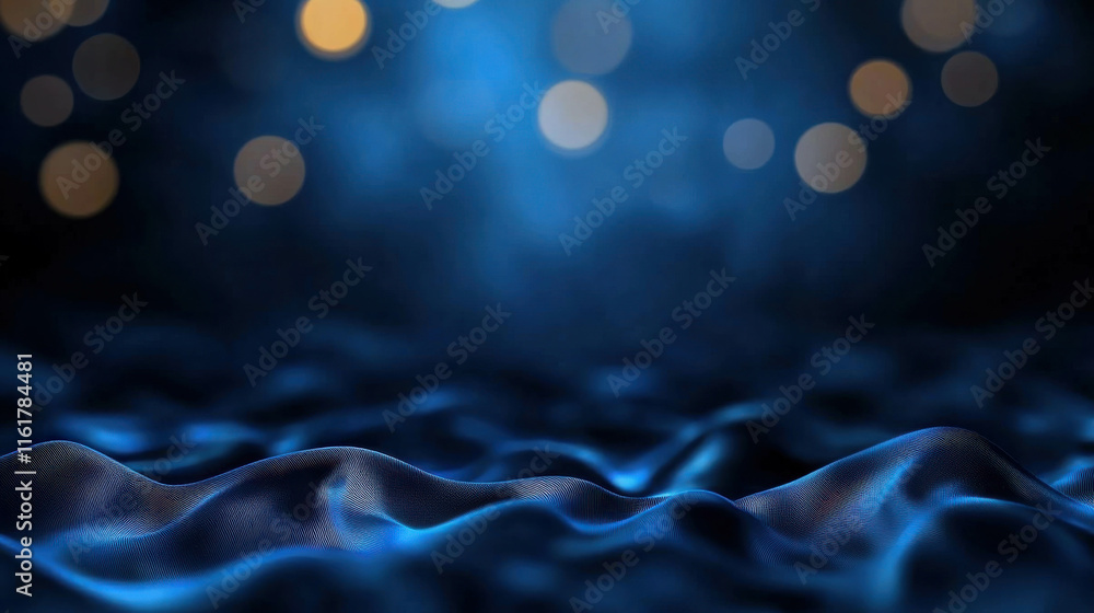 Poster elegant happy new year message in cursive gold over smooth blue background