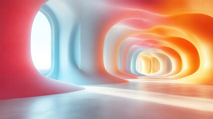 Obraz premium Abstract colorful tunnel with smooth organic shapes and light.