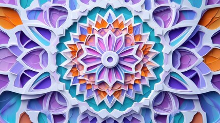 Intricate 3D Papercut Mandala Art: Vibrant Hues and Geometric Patterns