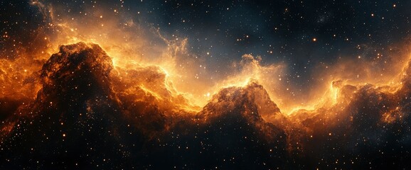 Obraz premium Celestial Nebula Fiery Mountains of Cosmic Dust and Gas