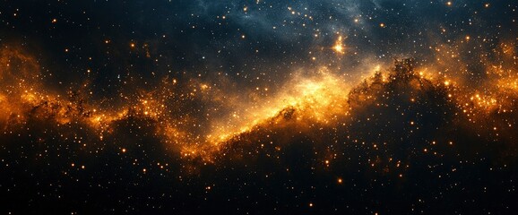 Fototapeta premium Celestial Tapestry A Cosmic Nebula in Golden Hues