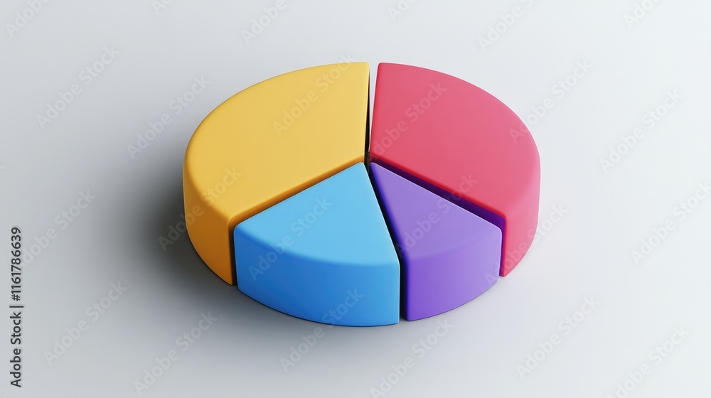 Poster colorful 3d pie chart displaying data analysis and visualization