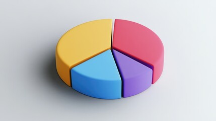 Obraz premium Colorful 3D Pie Chart Displaying Data Analysis and Visualization