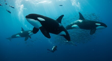 Majestic Killer Whale in Nature, beautiful whale in water