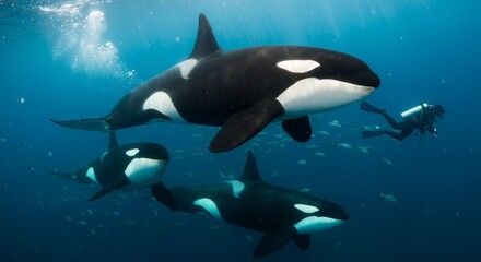 Fototapeta premium Majestic Killer Whale in Nature, beautiful whale in water