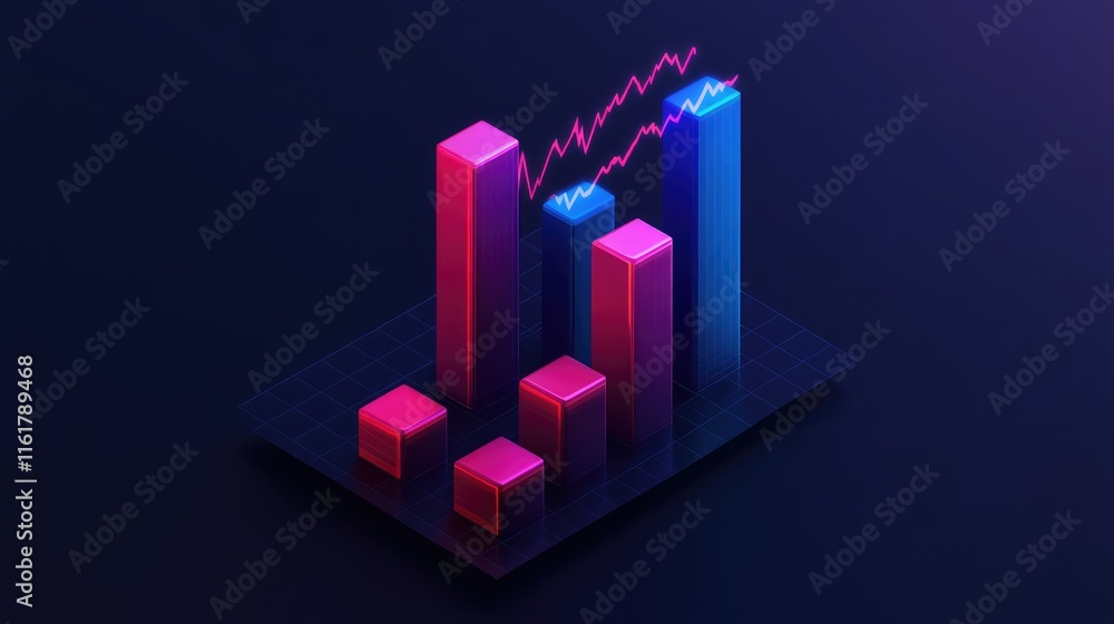 Poster modern abstract chart with vibrant colors and graph elements
