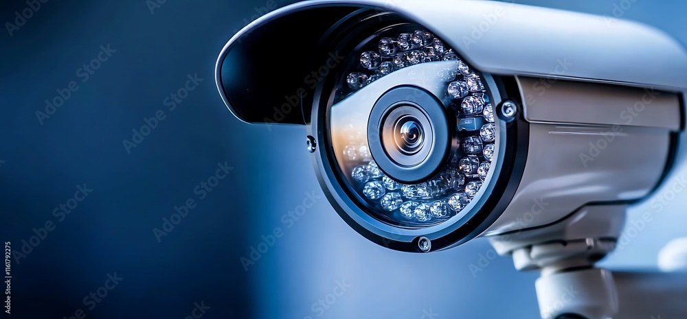 Poster close-up of a security camera designed for surveillance and monitoring.
