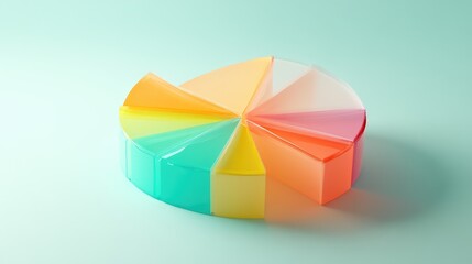 Fototapeta premium Colorful geometric pie chart on a soft pastel background