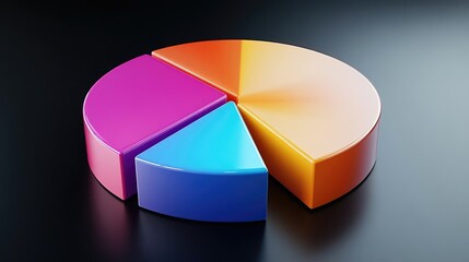 Obraz premium Colorful Pie Chart on Black Surface for Data Visualization Concepts