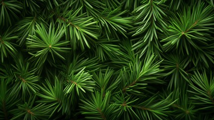 A close-up of vibrant green pine needles, showcasing their texture and natural beauty in a lush, forest-like setting.