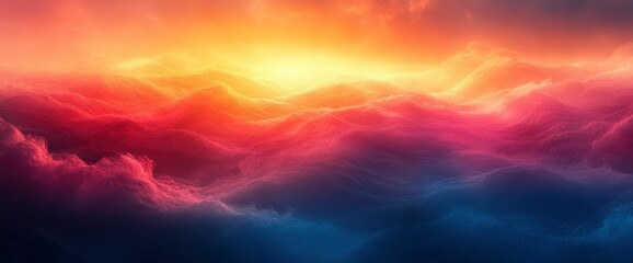 Fototapeta premium Vibrant Sunset over Dreamlike Cloud Mountains