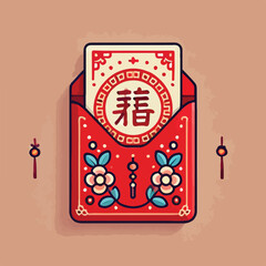 Modern and luxurious Angpao or red envelope template with gold pattern for web and print