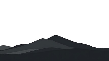 Minimalist black mountain range silhouette against white background.