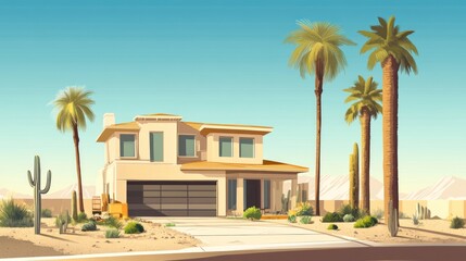 Fototapeta premium Desert Oasis Home: A Stylish House in the Arizona Sun