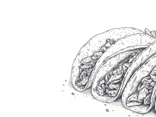 Delicious Hand-Drawn Tacos Illustration with Copy Space