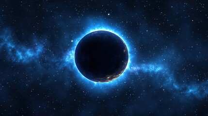 Obraz premium Celestial Orb: A Cosmic Symphony in Blue