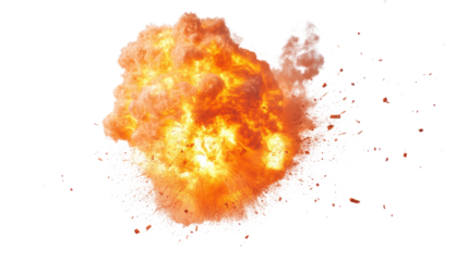 Orange explosion and smoke, transparent background