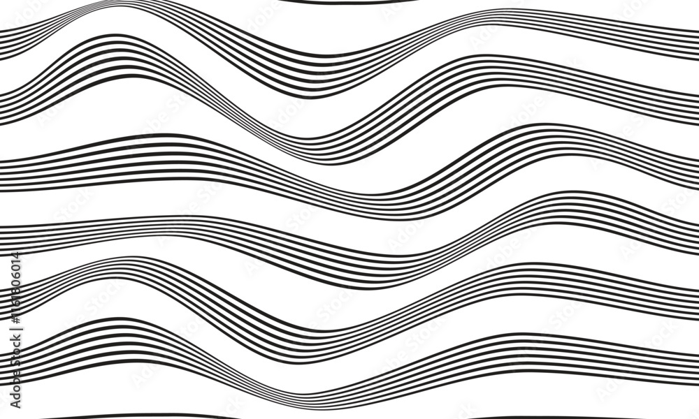 Aufkleber abstract simple black thin line wave pattern art can be used background.