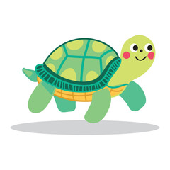 Turtle Cartoon with Smile and Happy Face, good for Meme or Design Element