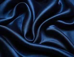 Obraz premium Dark blue silk satin Soft folds Fabric Navy blue luxury background Space 1006
