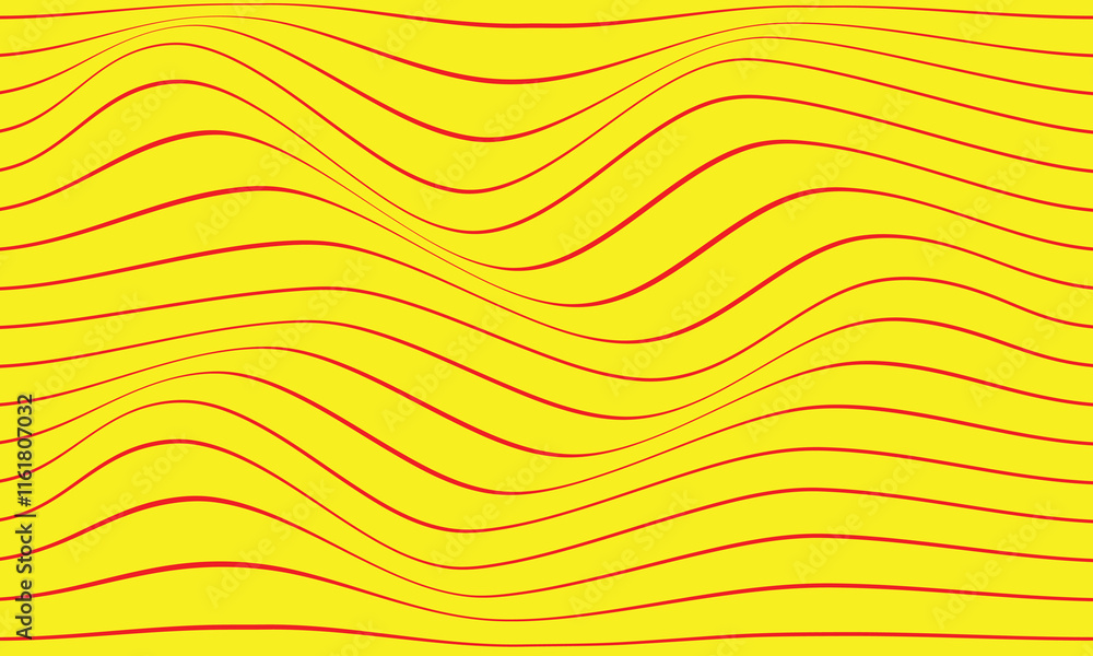 Aufkleber abstract simple red wave thin line pattern on yellow can be used background.