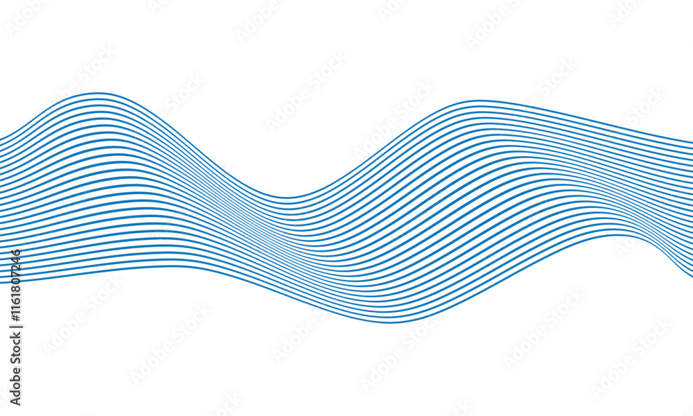 Poster abstract simple blue thin line wave design can be used background.