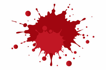 Ruby paint splatter on white background