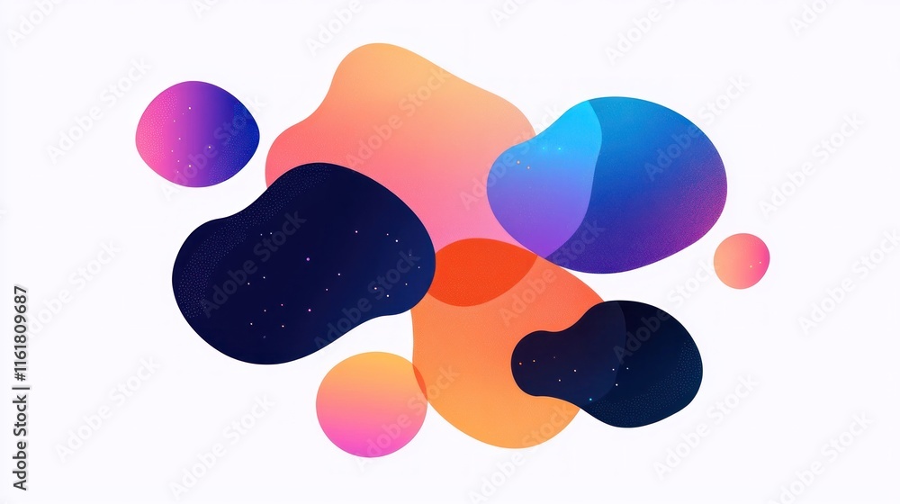 Aufkleber a graphic with multiple speech bubbles of different shapes and colors, representing a conversation.