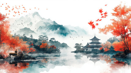 Traditional_Japanese_Ink_Art_with_Cherry_Blossoms_and_Pagodas
