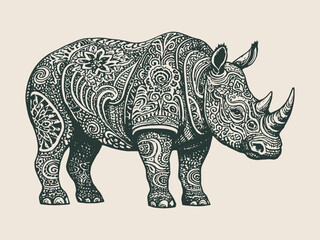 Rhinoceros shaped in an ornamental style.