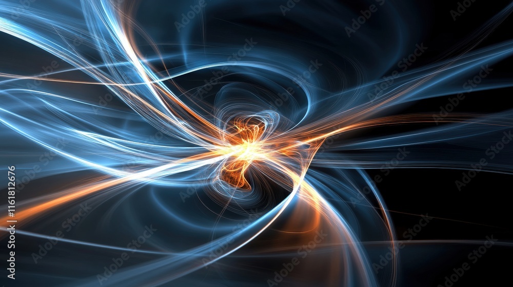 Poster Abstract Colorful Light Waves in Motion Creating a Dynamic Flow of Energy and Vibrancy in a Dark Background Perfect for Modern Design and Digital Art
