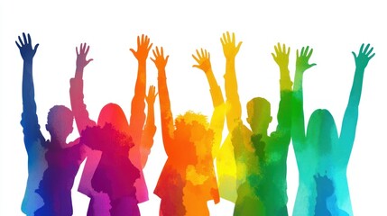 A group of diverse people standing together with their heads held high, showing unity and pride.