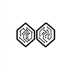 Two hexagonal circuit board icons.