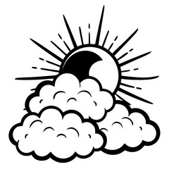 Clear sky with cartoon style fluffy clouds