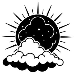 Clear sky with cartoon style fluffy clouds