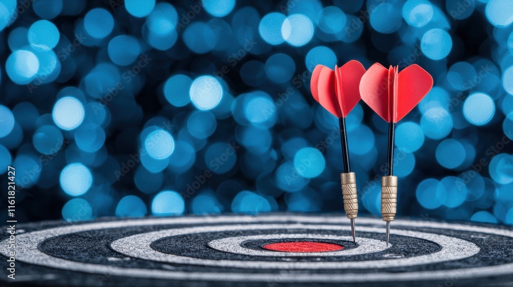 Poster achieving your goal darts hitting the on a dartboard surface indoor setting close-up view for focuse
