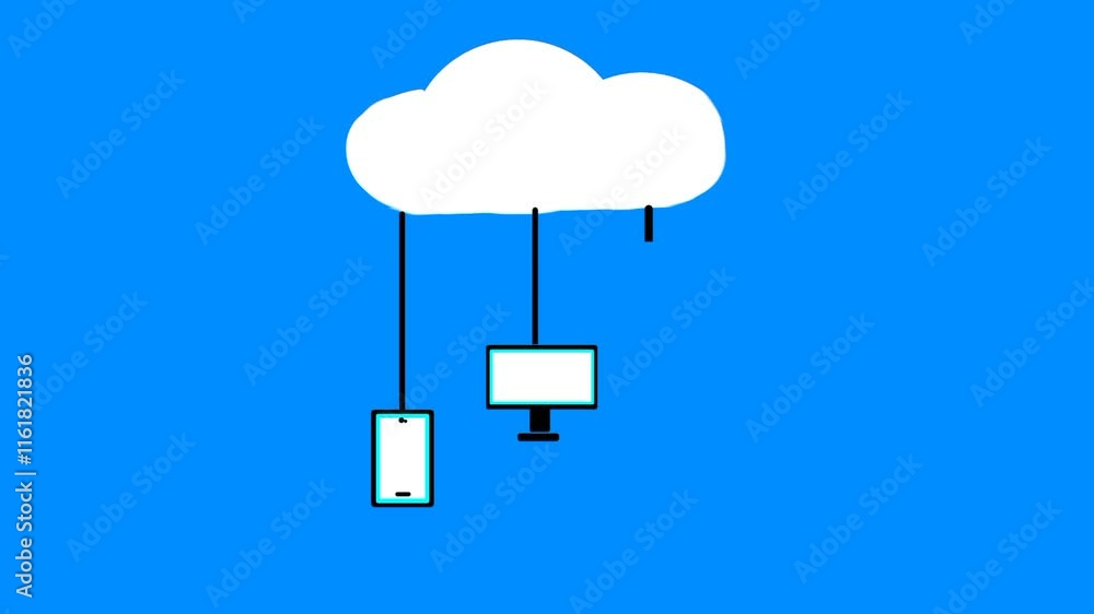 Poster cloud computing concept illustration.cloud storage icon. it seamlessly integrates with devices like 