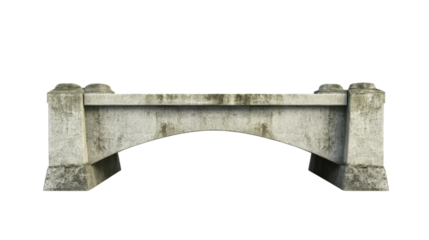 Concrete bridge structure, transparent background