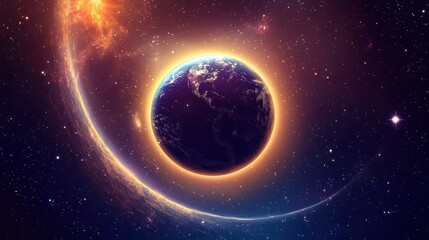 Fototapeta premium Earth's Radiant Glow: A Celestial Symphony