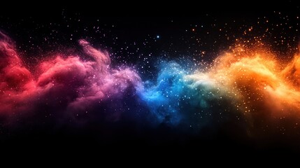 Fototapeta premium Abstract colorful smoke and sparks on black background.