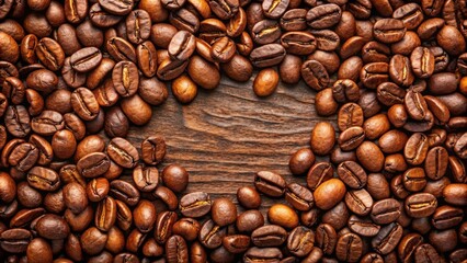 Fototapeta premium Close up of fresh coffee beans for background , coffee beans, fresh, close up, texture, brown, organic, natural, aroma
