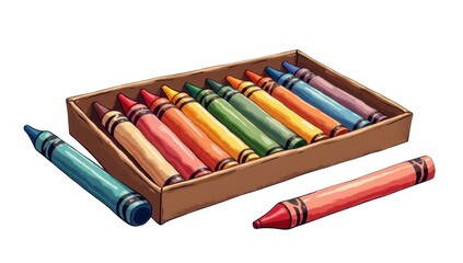 Naklejka premium Colorful Crayon Box Illustration for Art and Craft Projects Featuring Assorted Colors, Perfect for Education and Creativity.